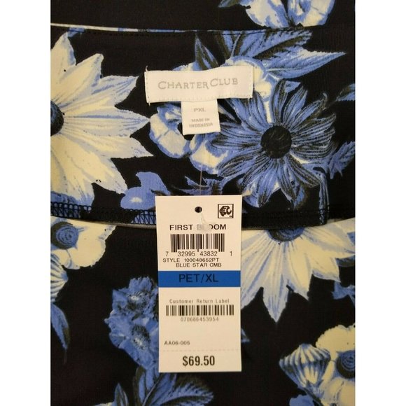 Blue Floral Short Sleeve Blouse - Picture 3 of 3